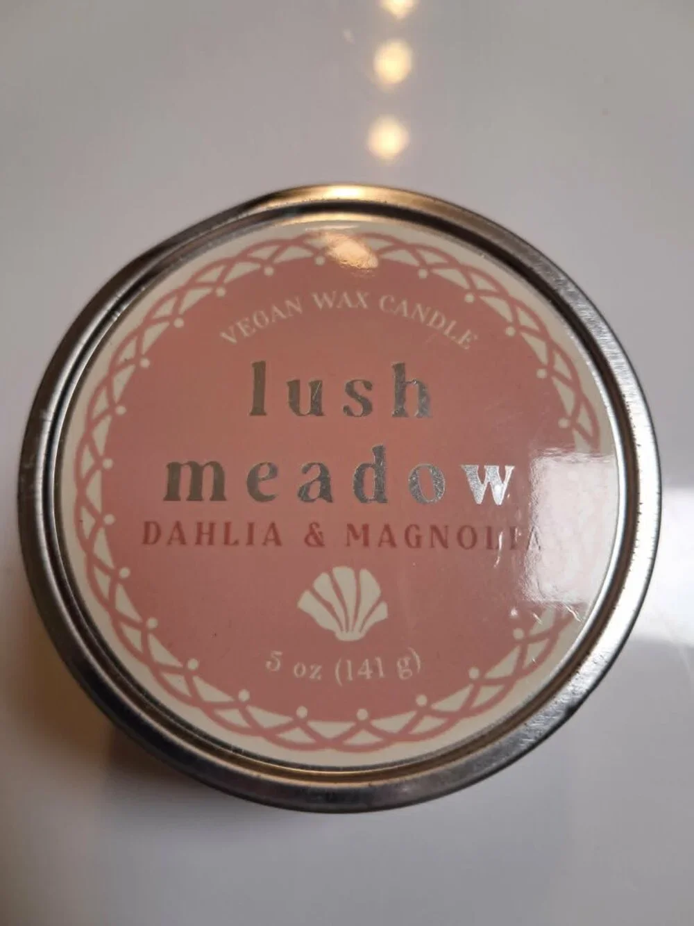 Lush Meadow Dahlia Magnolia 5 oz Vegan Wax Travel Candle